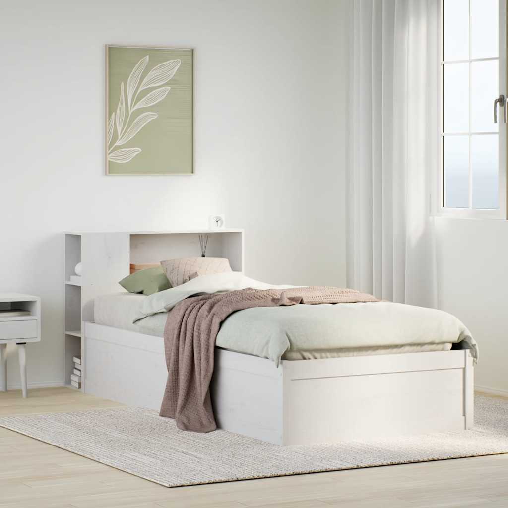 sengeramme uden madras 75x190 cm massivt fyrretræ hvid