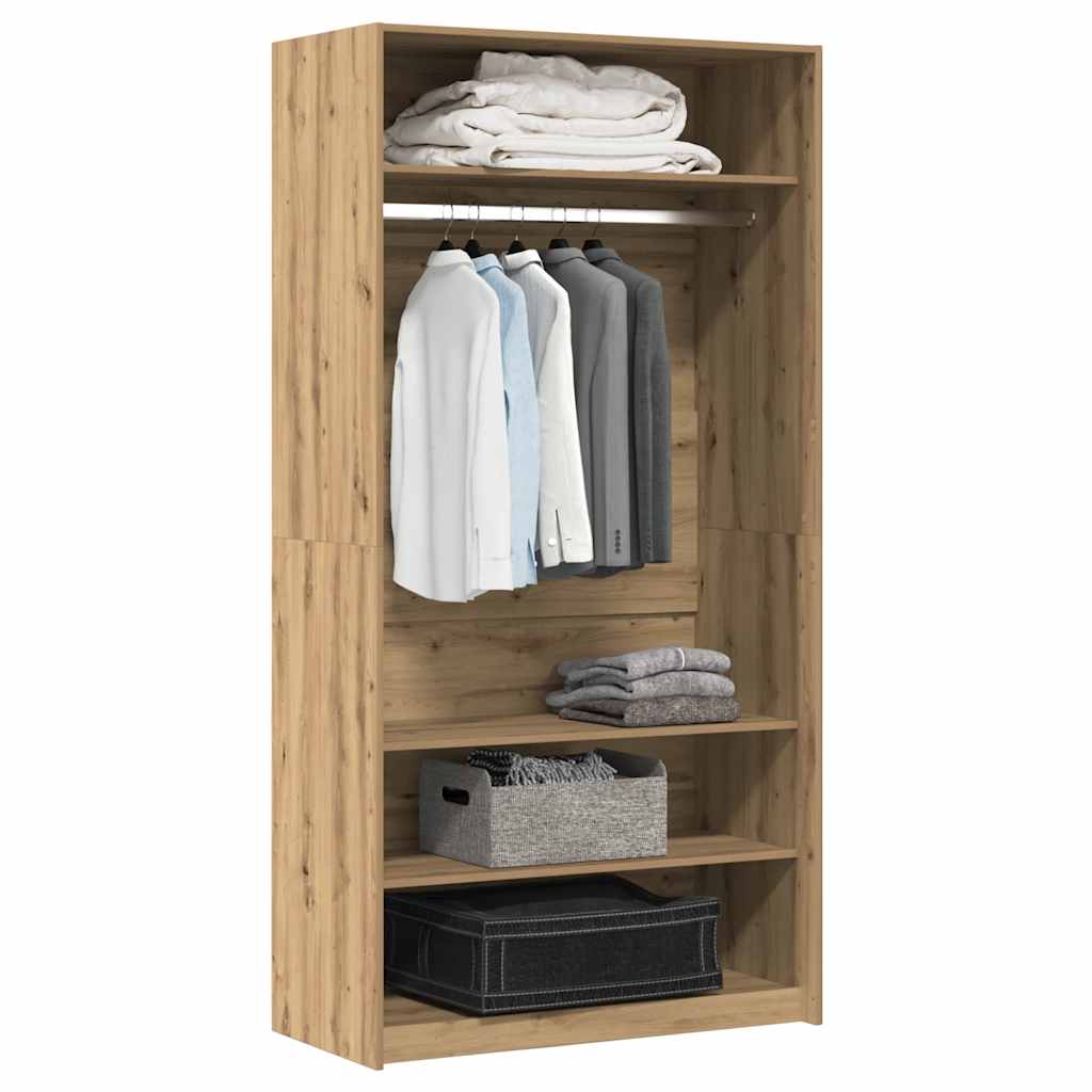 klædeskab 100x50x200 cm konstrueret træ egetræslook billede