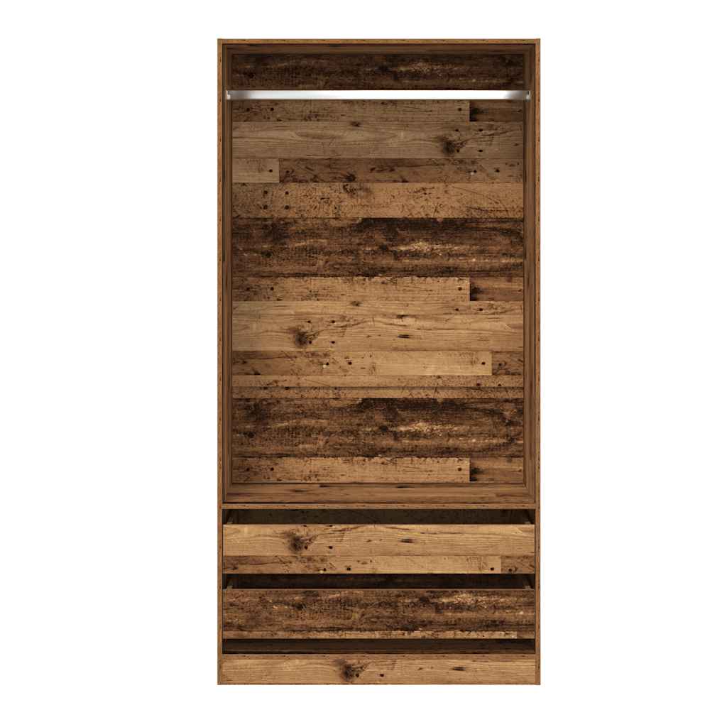 klædeskab 100x50x200 cm konstrueret træ gammelt trælook