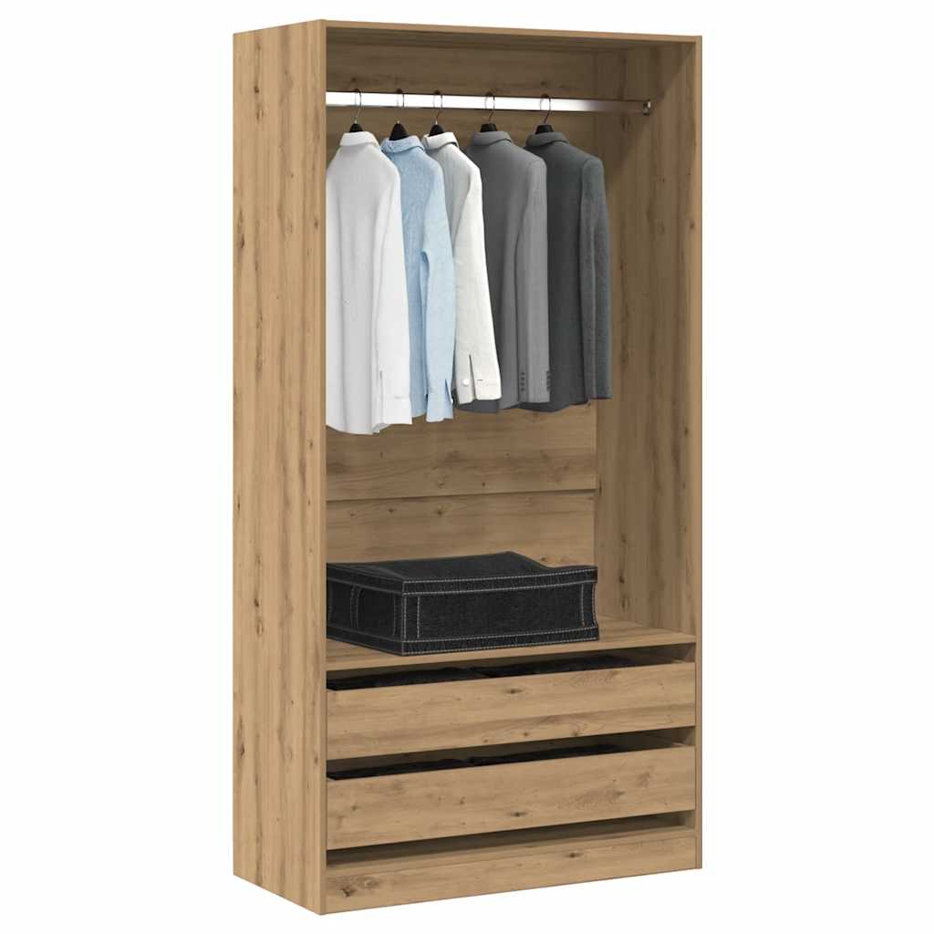 klædeskab 100x50x200 cm konstrueret træ egetræslook billede