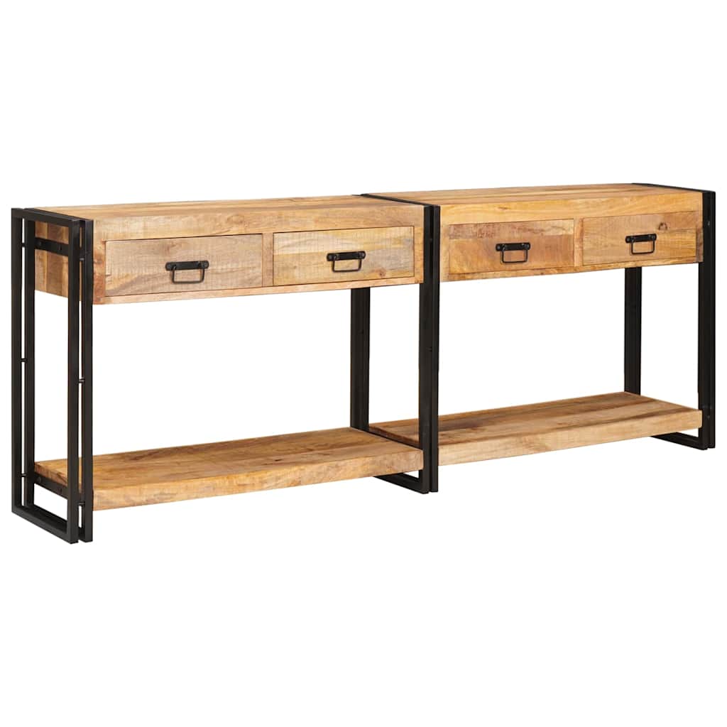 Konsolborde 2 pcs Brun 200 x 33 x 75 cm Massivt mangotræ