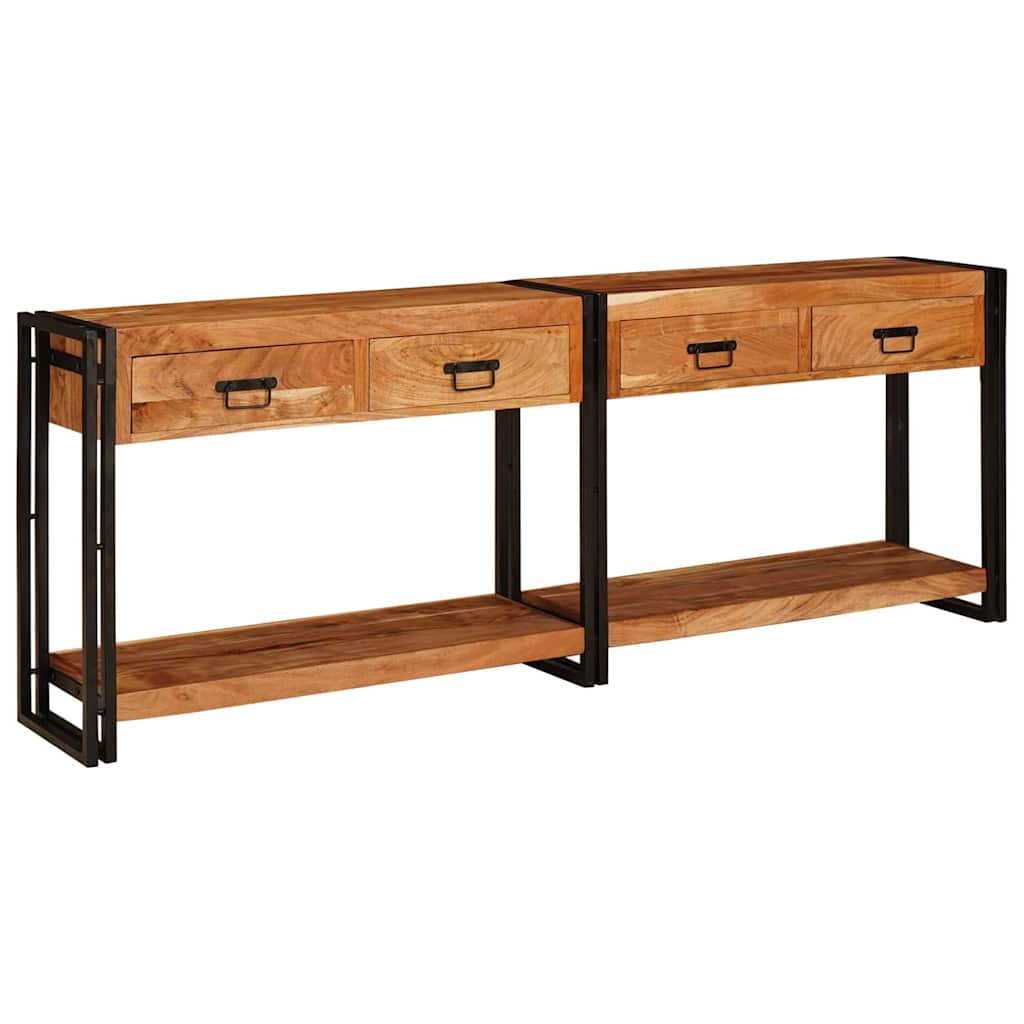 Konsolborde 2 pcs Brun 200 x 33 x 75 cm Massivt Akacietræ