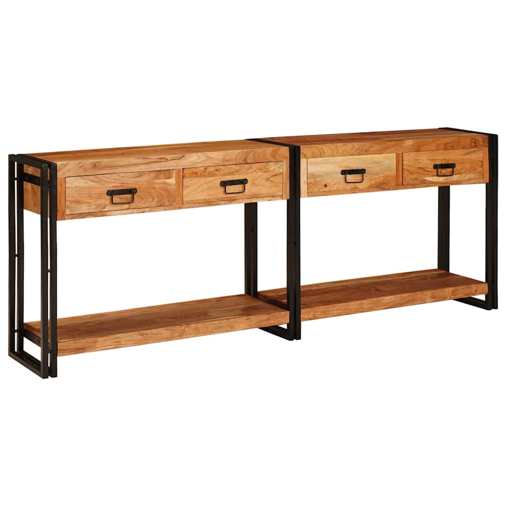 Konsolborde 2 pcs Brun 200 x 33 x 75 cm Massivt Akacietræ