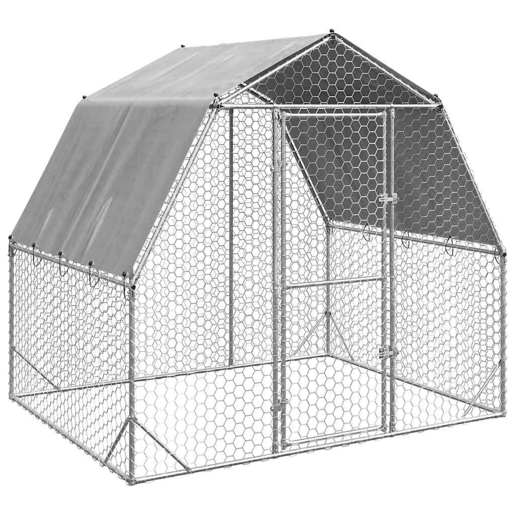 hønsegård med tag 2,5x2x2,25 m galvaniseret stål