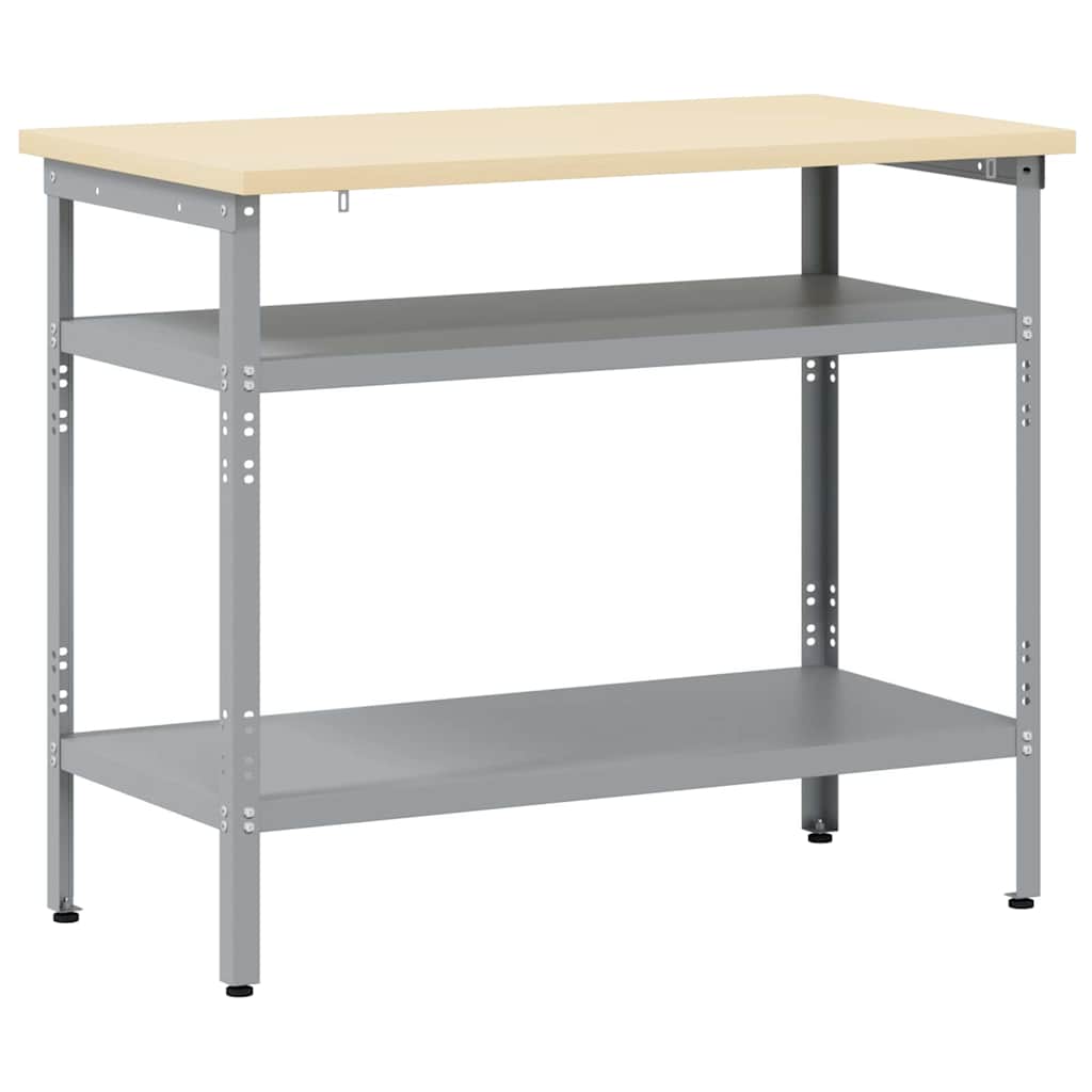 Arbejdsbord med hylde Grå 100 x 55 x 85 cm Pulverlakeret stål