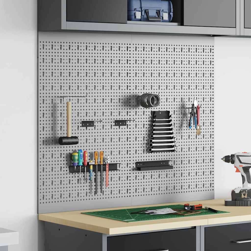 Værktøjs Vægpanel 2 pcs Grå 100 x 1 x 80 cm Ingeniørtræ og stål