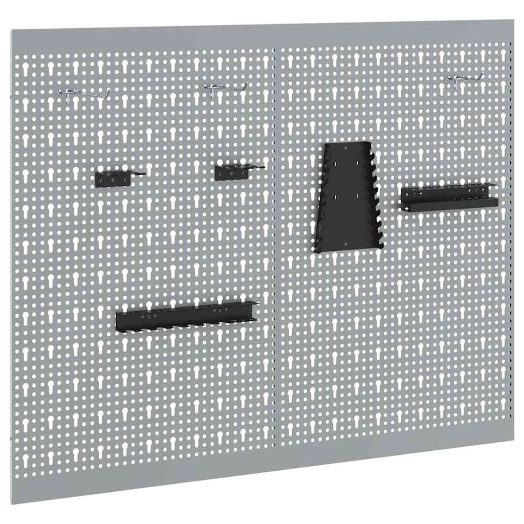 Værktøjs Vægpanel 2 pcs Grå 100 x 1 x 80 cm Ingeniørtræ og stål
