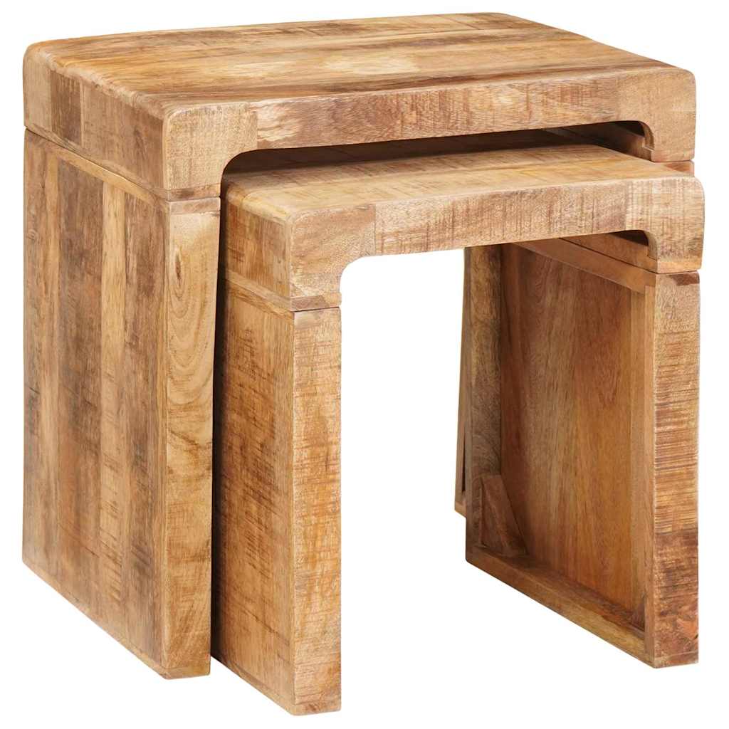 Indskudsborde 2 pcs Brun 46 x 40 x 46 cm Massivt mangotræ