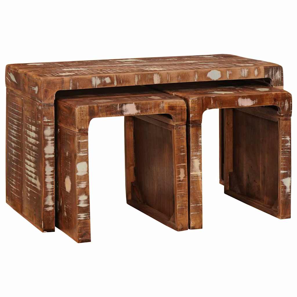 Nesting Bord 3 pcs Brun Solid genbrugs træ