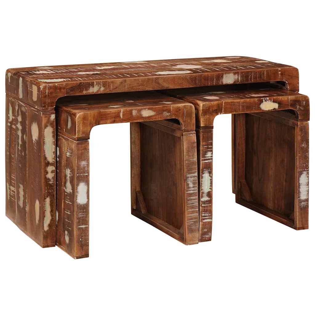 Nesting Bord 3 pcs Brun Solid genbrugs træ