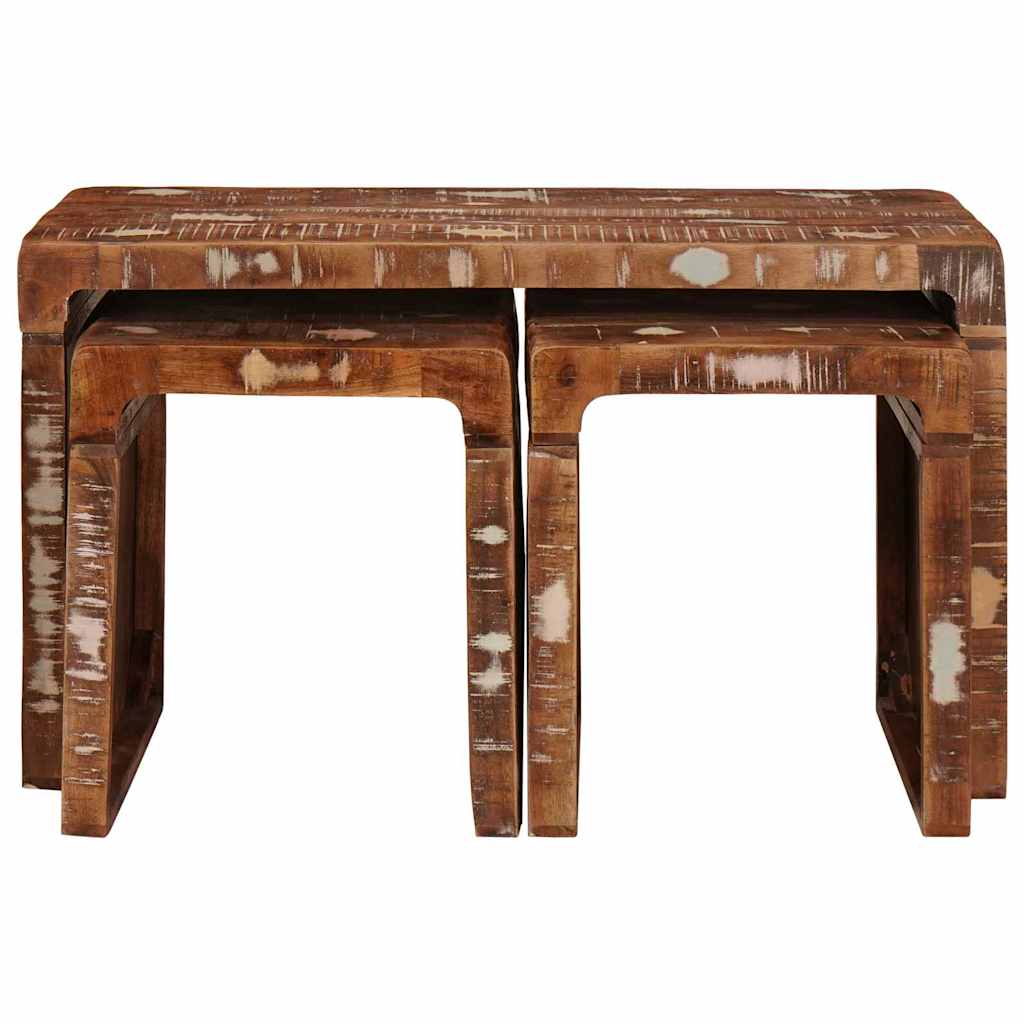 Nesting Bord 3 pcs Brun Solid genbrugs træ