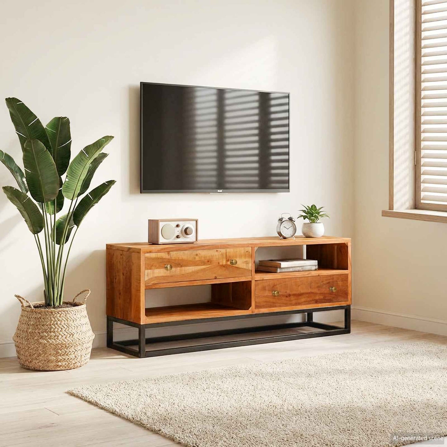 Sideboard Beta Naturfarvet 70 x 30 x 75 cm Massivt Akacietræ