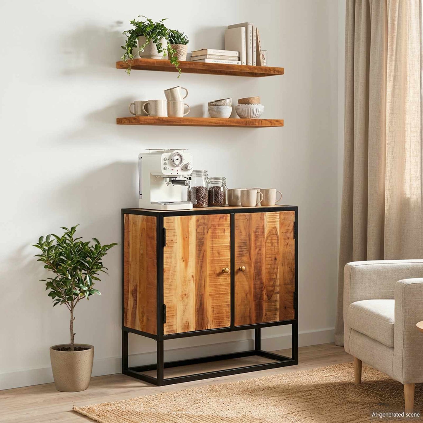 TV-skab Naturfarvet 110 x 30 x 44 cm Massivt Akacietræ