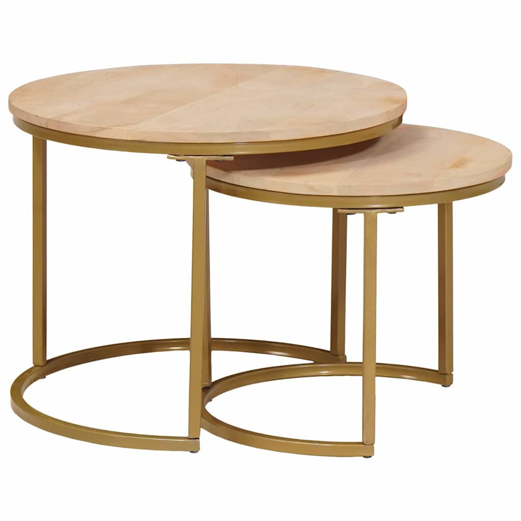 Nesting Kaffeborde 2 pcs Brun Massivt mangotræ og stål