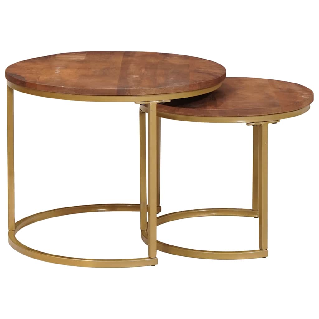 Nesting Kaffeborde 2 pcs Honningbrun Massivt mangotræ og stål