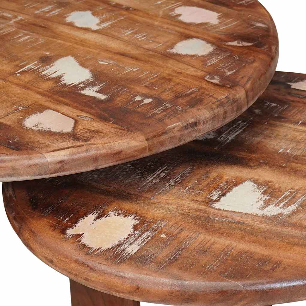 Nesting Kaffeborde 3 pcs Flerfarvet Solid genvundet træ