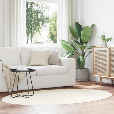 Områdetæpper Oval HUARTE Creme 140 x 200 cm 100% polyester