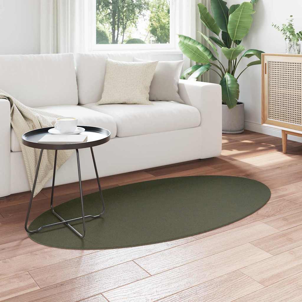 Områdetæpper Oval HUARTE Skovgrøn 80 x 150 cm 100% polyester