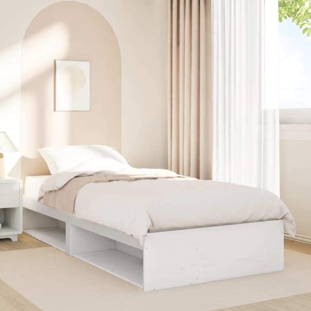 daybed med reol uden madras 100x200 cm massivt fyrretræ hvid