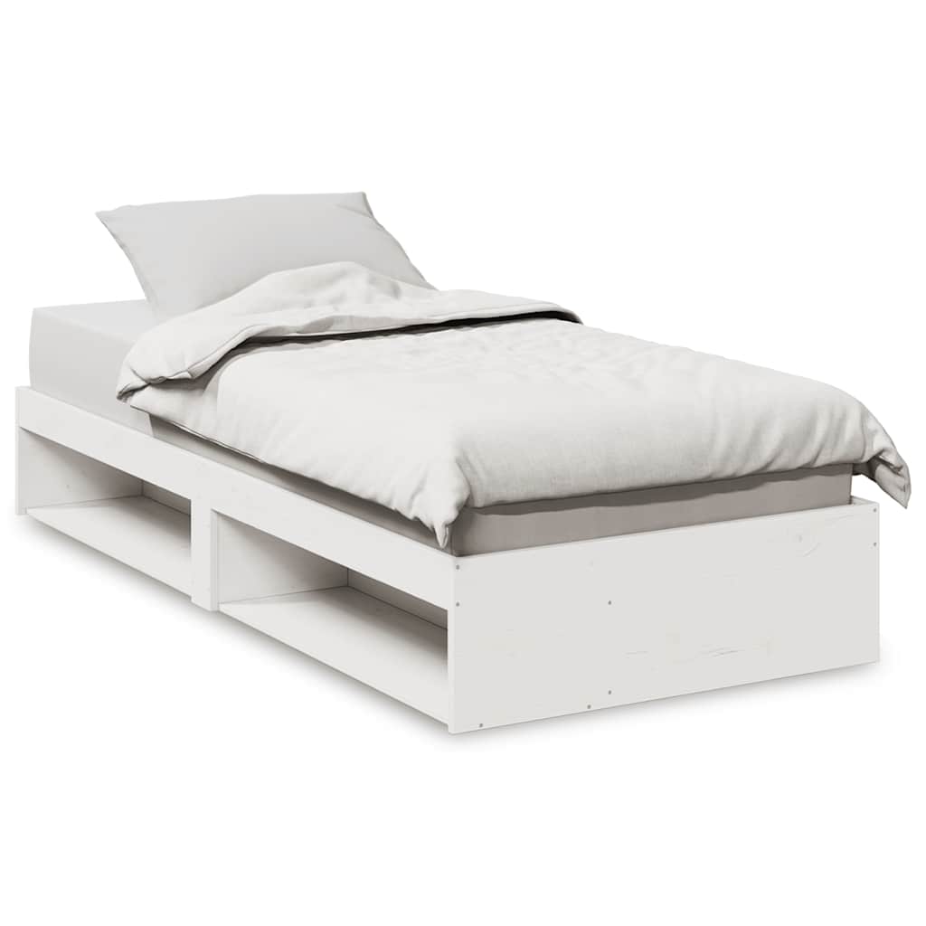 daybed med reol uden madras 75x190 cm massivt fyrretræ hvid