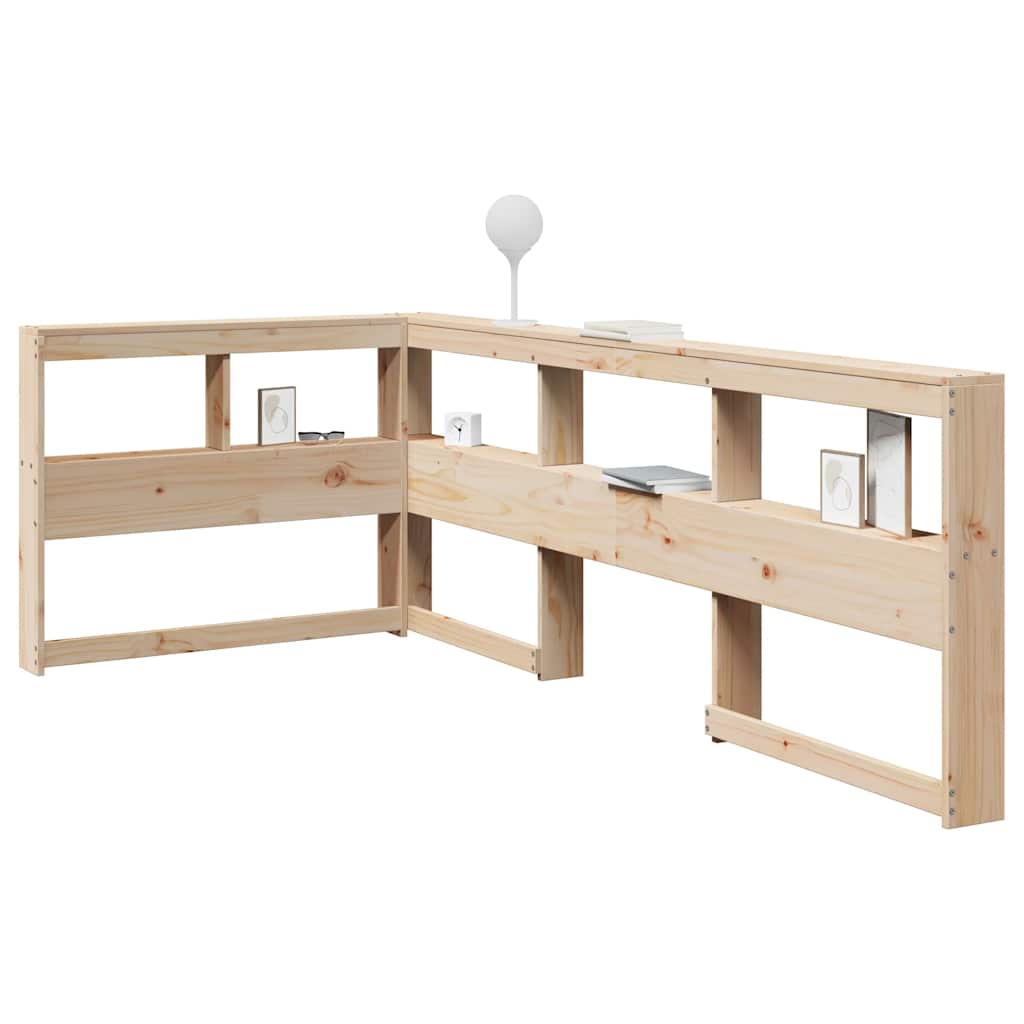 Bogreol Hovedgærde L-Formet Massivt Fyrretræ - Naturfarvet / 98.5 x 218.5 x 80 cm