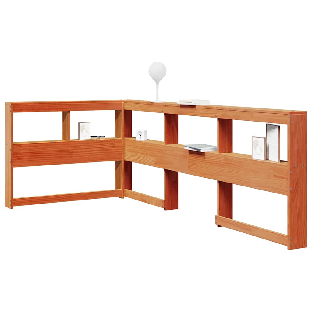 Bogreol Hovedgærde L-Formet Massivt Fyrretræ - Gyldenbrun / 98.5 x 218.5 x 80 cm