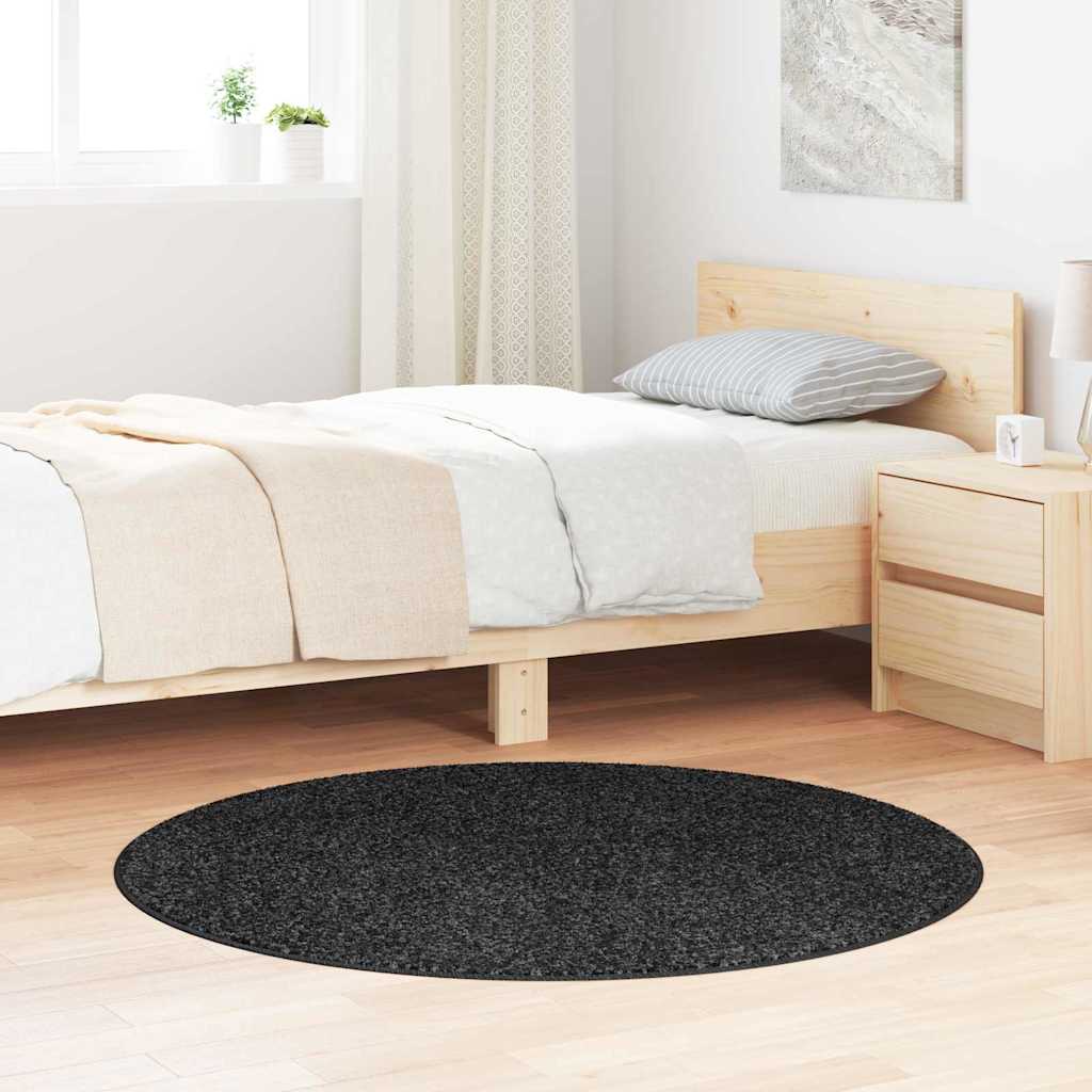 Anti-slip Shaggy tæppe Mørkegrå 120 x 120 cm PP