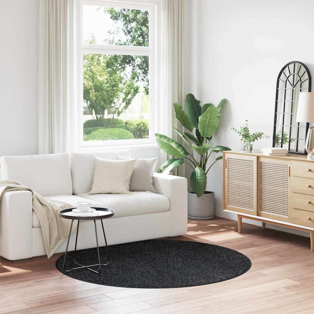 Anti-slip Shaggy tæppe Mørkegrå 160 x 160 cm PP billede