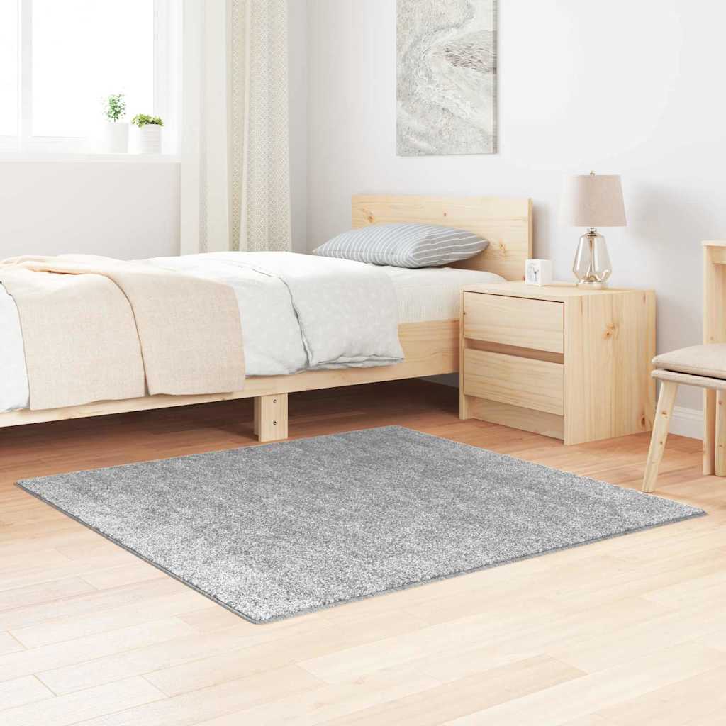 Anti-slip Shaggy tæppe Grå 120 x 120 cm PP billede