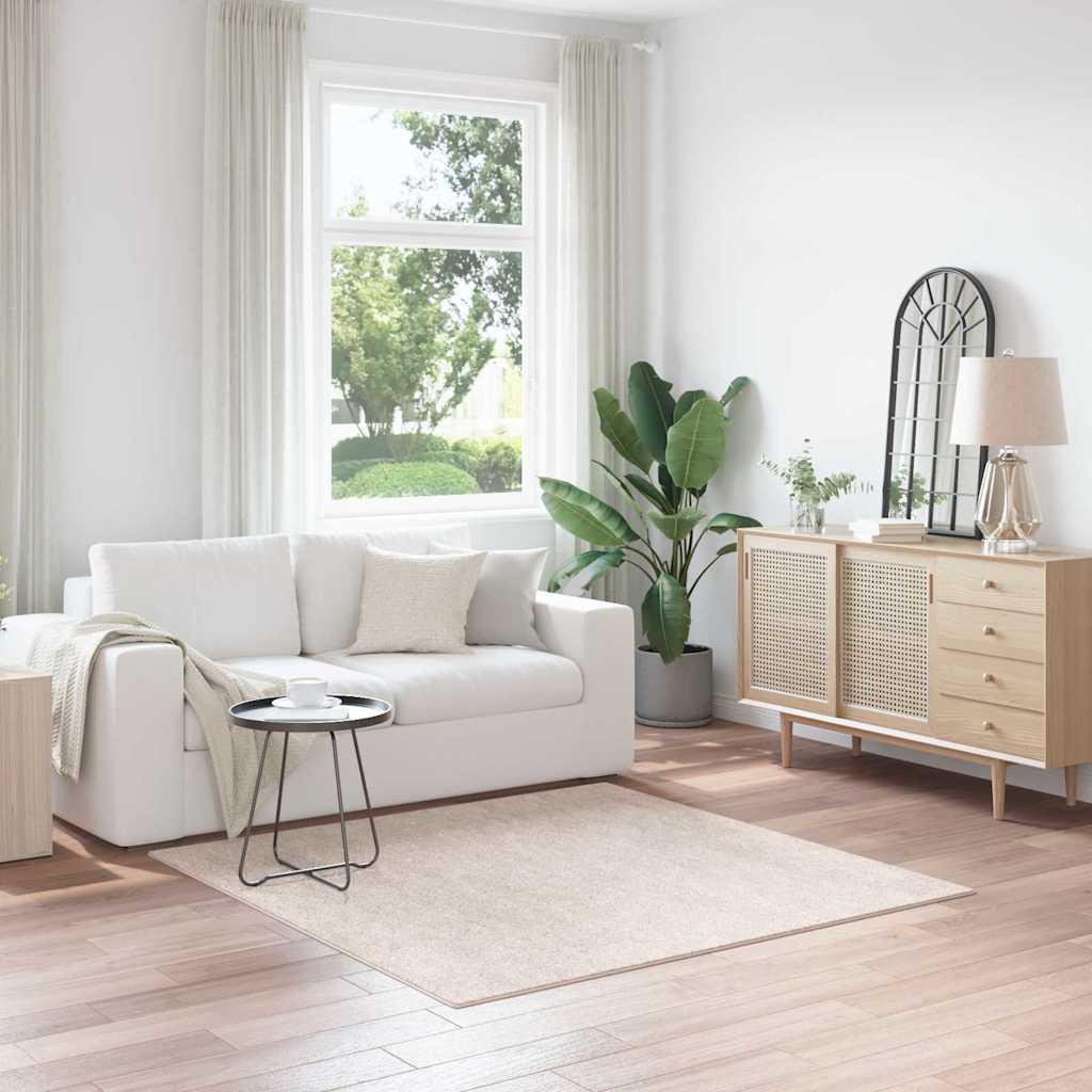 Anti-slip Shaggy tæppe Creme 160 x 160 cm PP billede