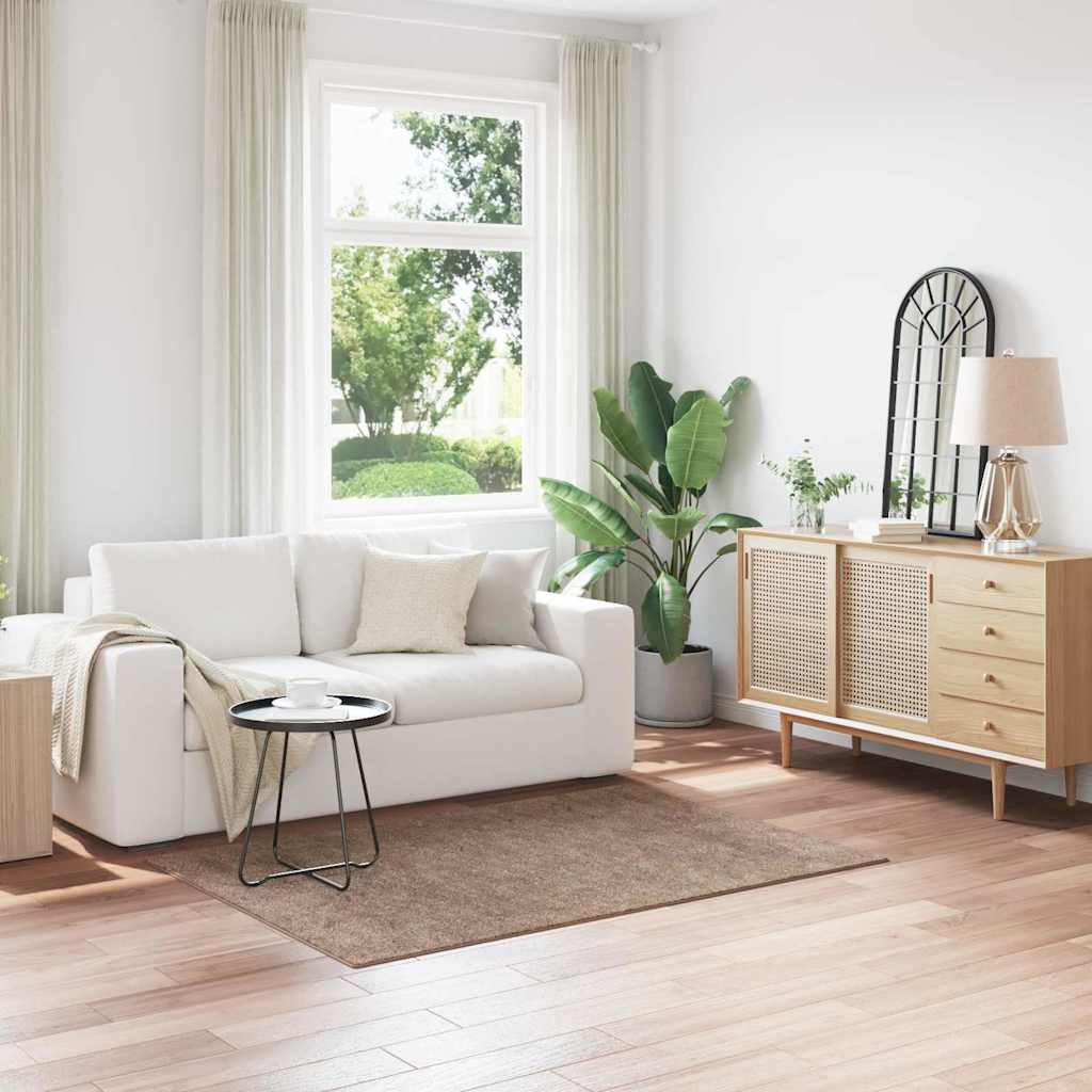Anti-slip Shaggy tæppe Brun 120 x 170 cm PP billede