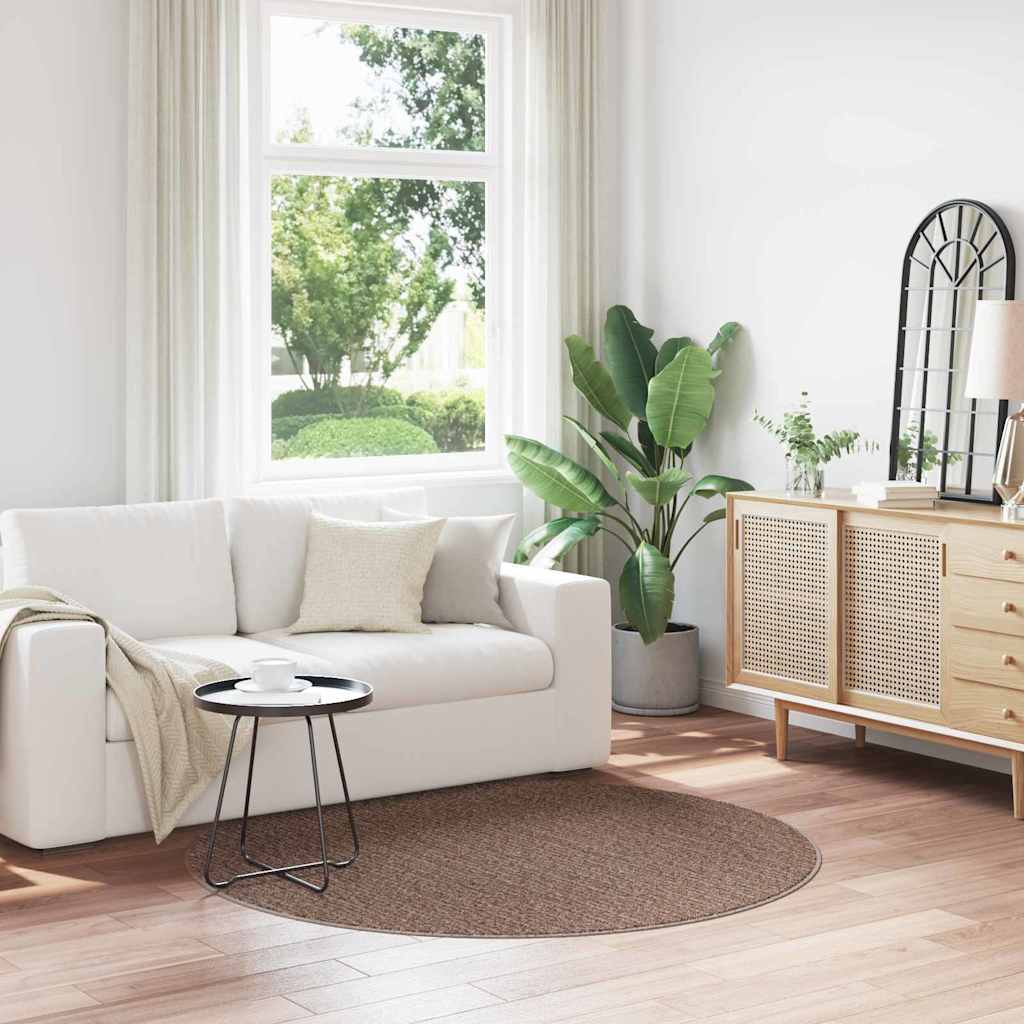 Anti-slip Shaggy tæppe Brun 160 x 160 cm PP billede