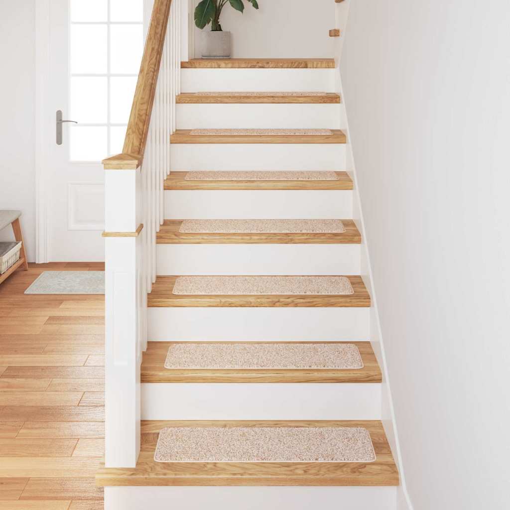 Skridsikre Trappemåtter Rektangulær 15 pcs Creme 75 x 20 cm PP