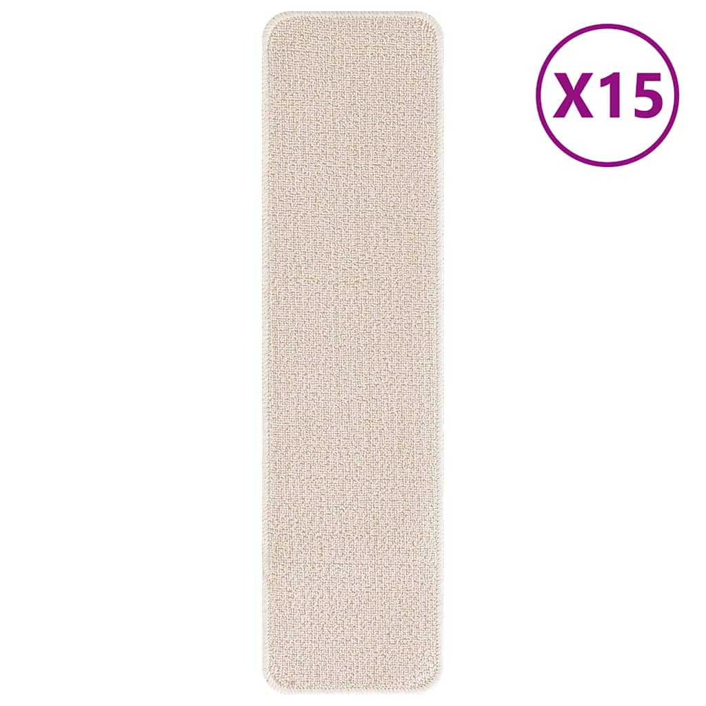 Skridsikre Trappemåtter Rektangulær 15 pcs Creme 75 x 20 cm PP