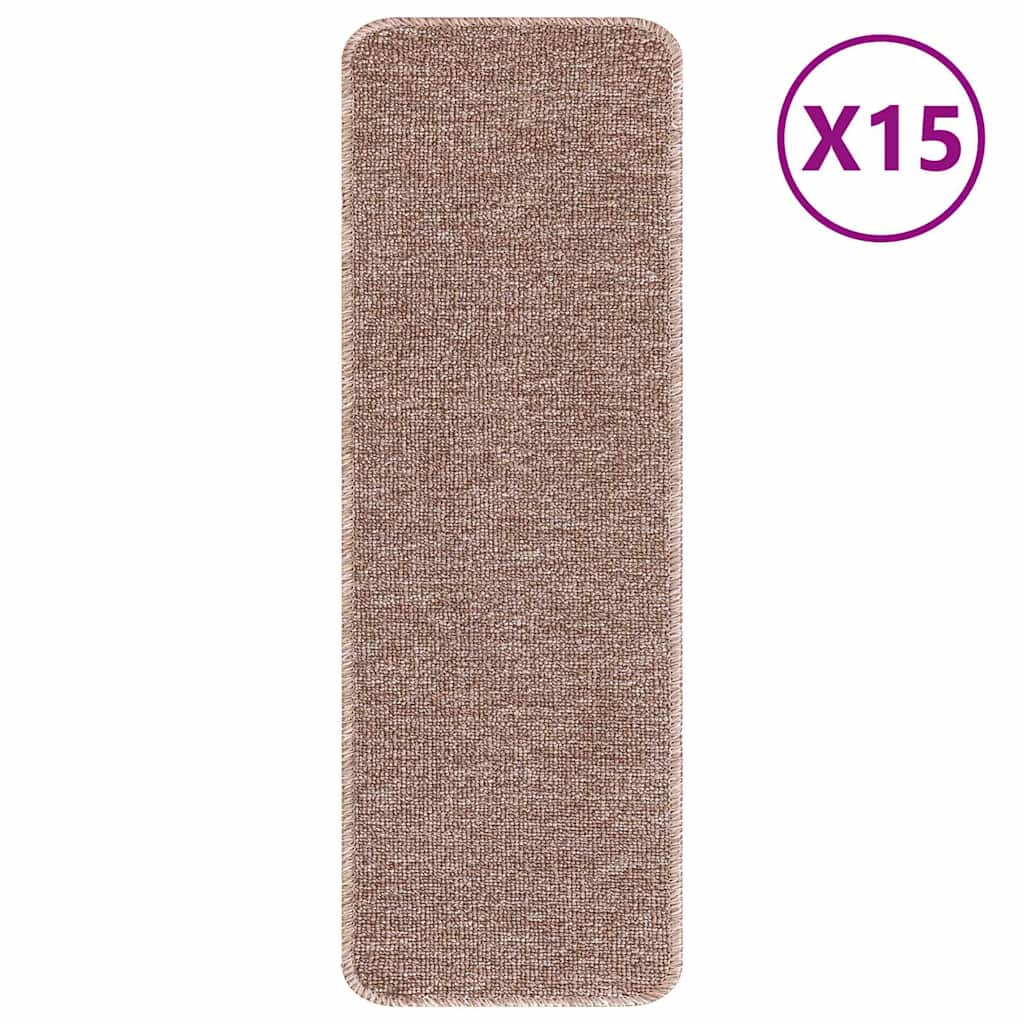 Skridsikre Trappemåtter 15 pcs Lysebrun 60 x 25 cm PP