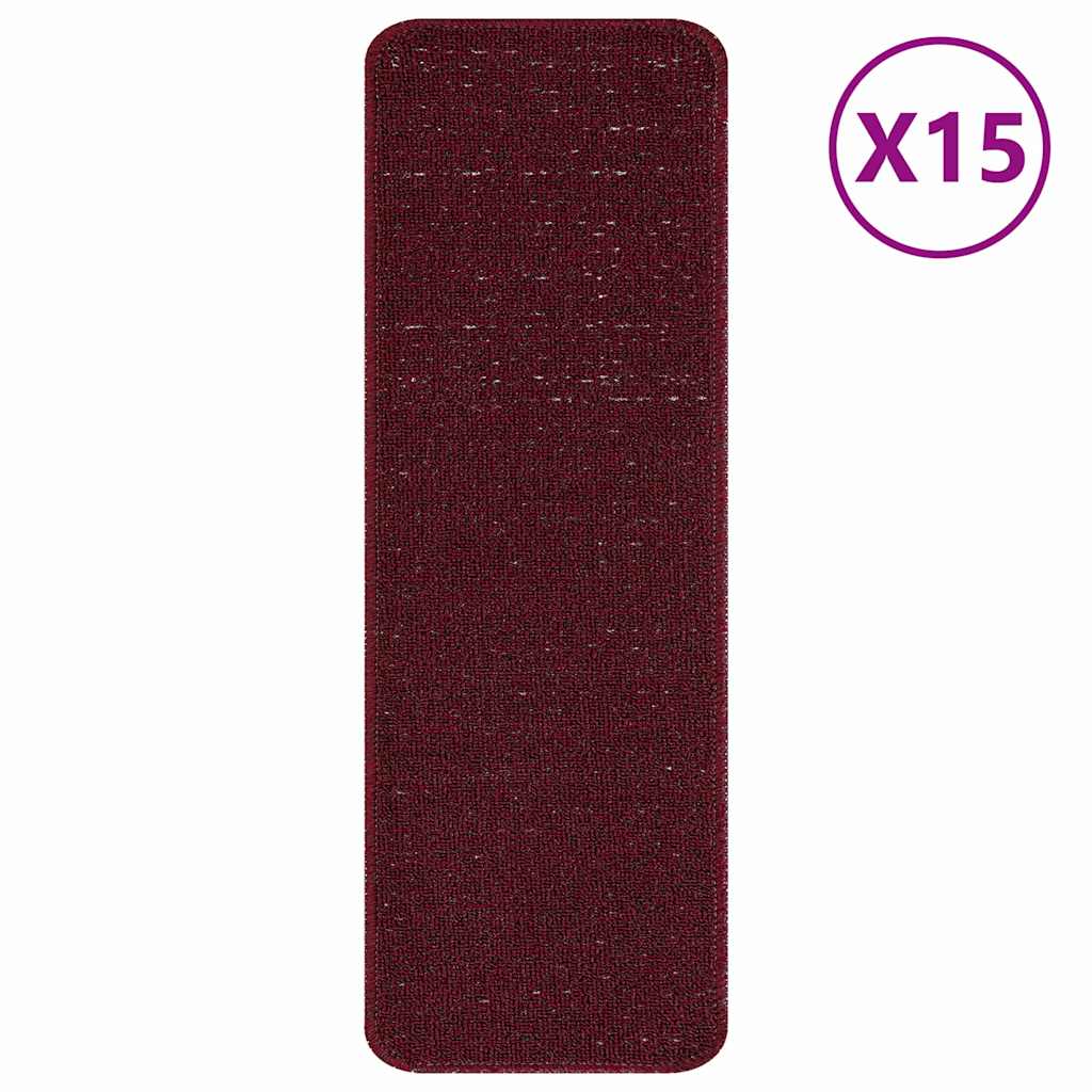 Skridsikre Trappemåtter 15 pcs Bordeaux 60 x 25 cm PP