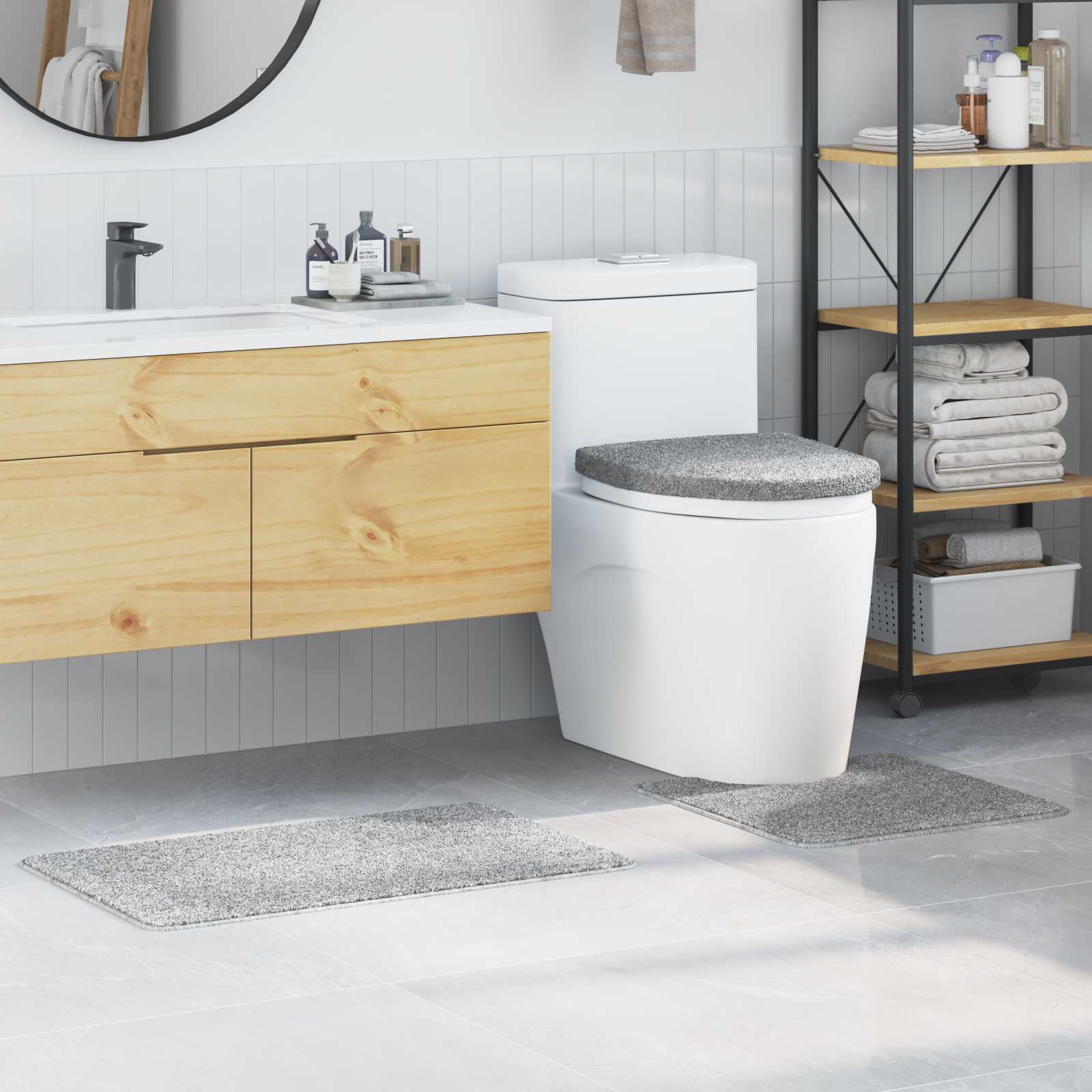 Anti-skid badevægs måttesæt 3 pcs Grå PP billede