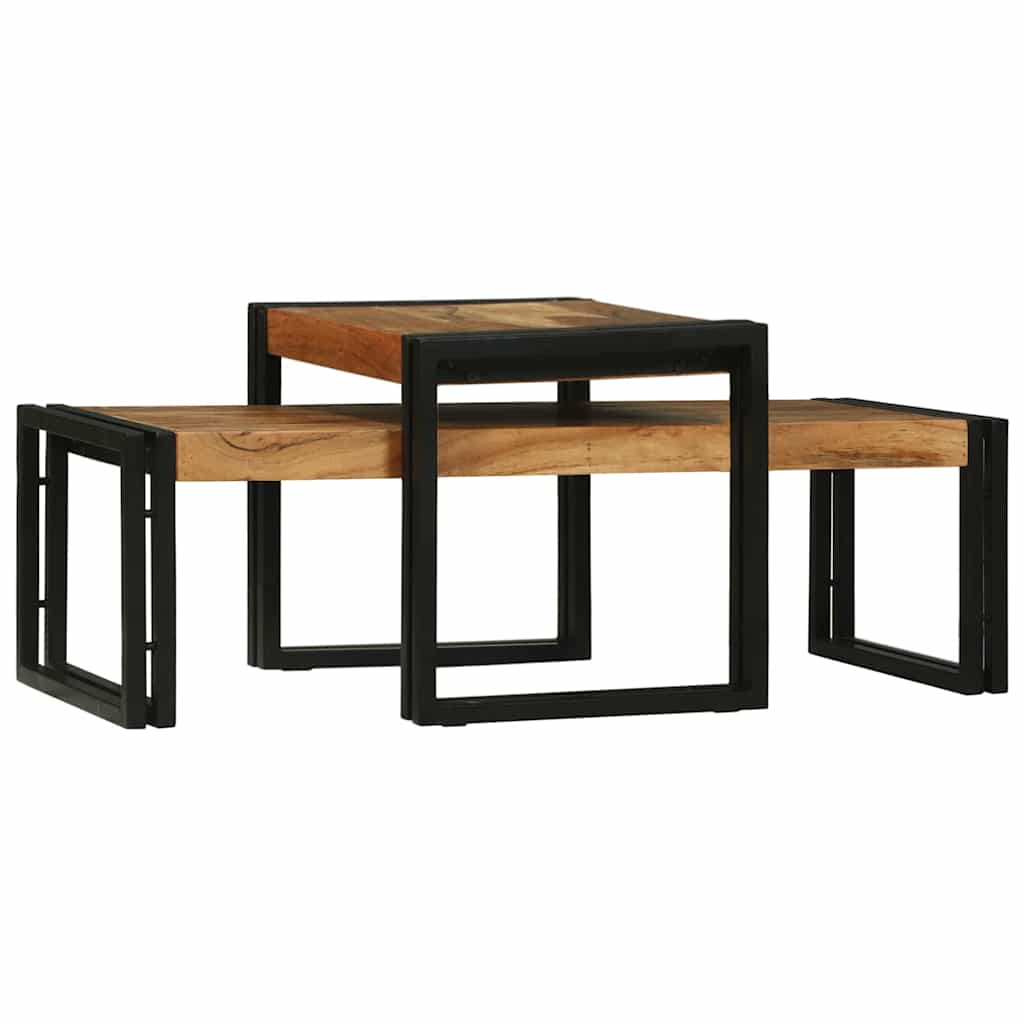Sofabord 2 pcs Brun 48 x 40 x 40 cm Massivt Akacietræ