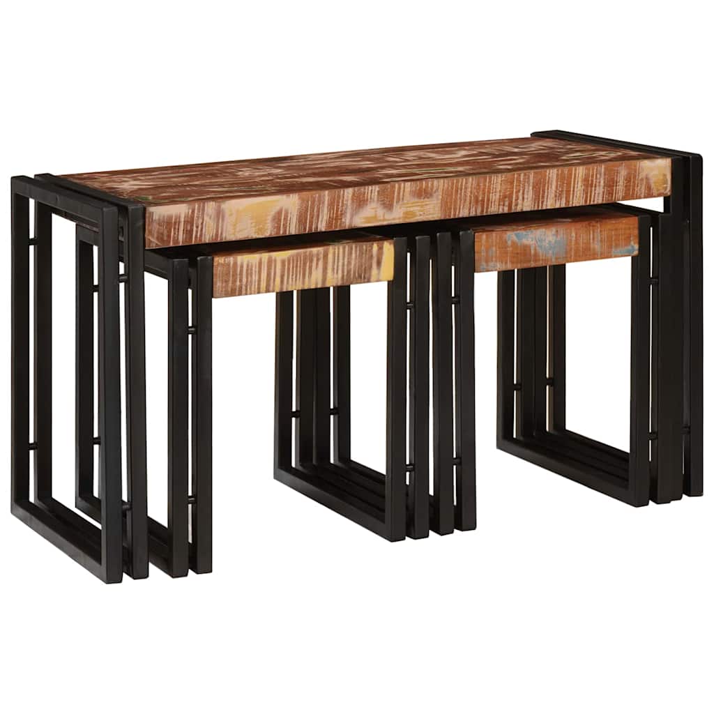 Nesting Bord 3 pcs Brun og sort Massiv genanvendt træ og metal