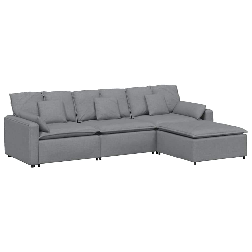 modulsofa med fodskammel og hynder lysegrå