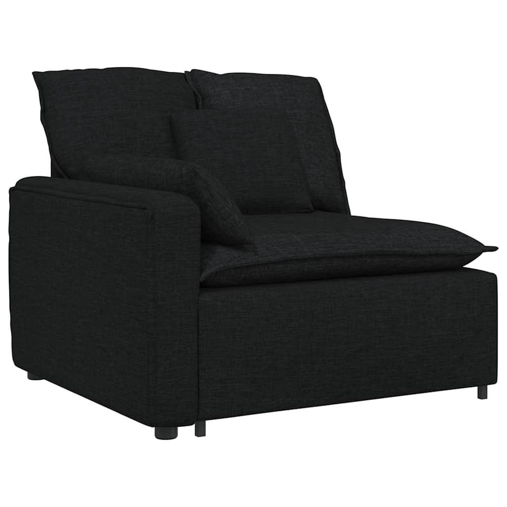 modulsofa med fodskammel og hynder sort