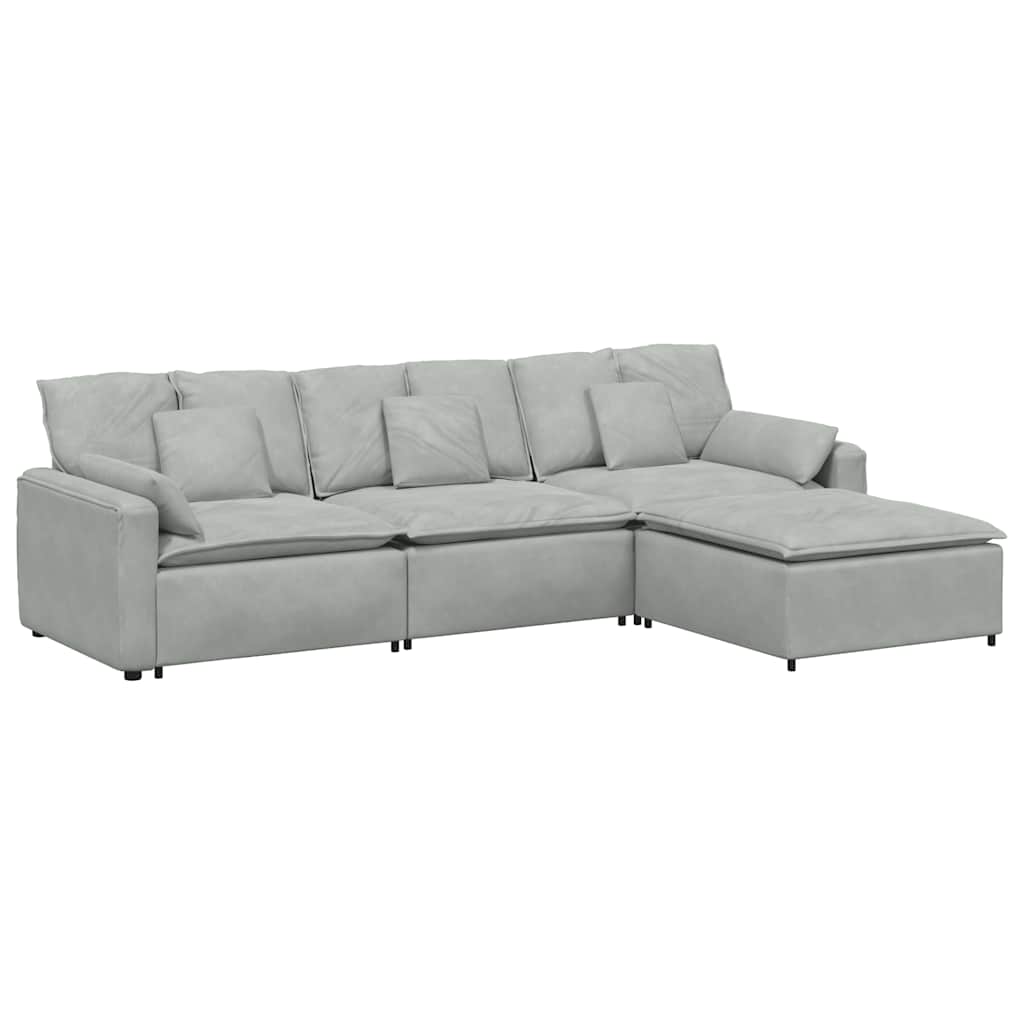 modulsofa med fodskammel og hynder lysegrå