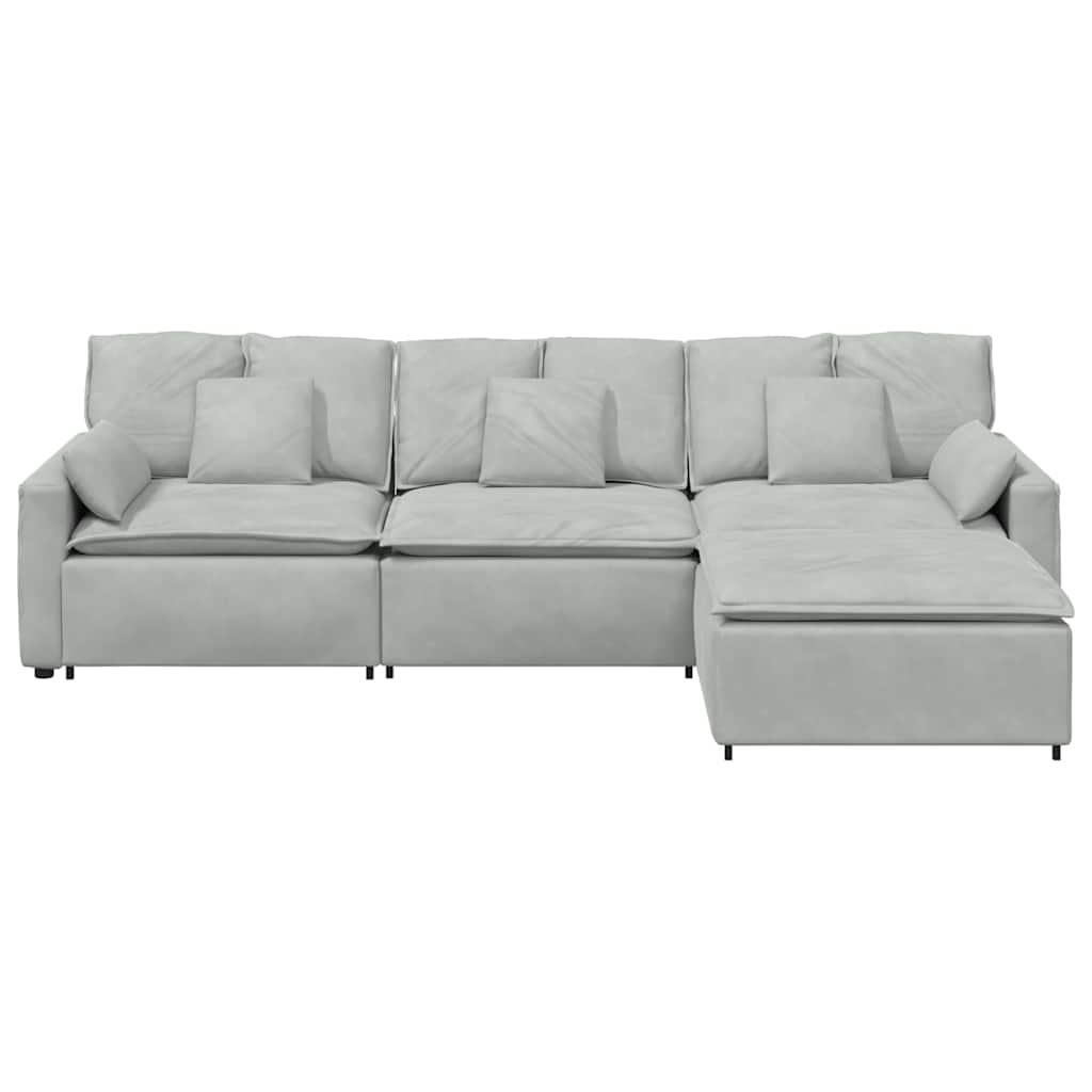 modulsofa med fodskammel og hynder lysegrå