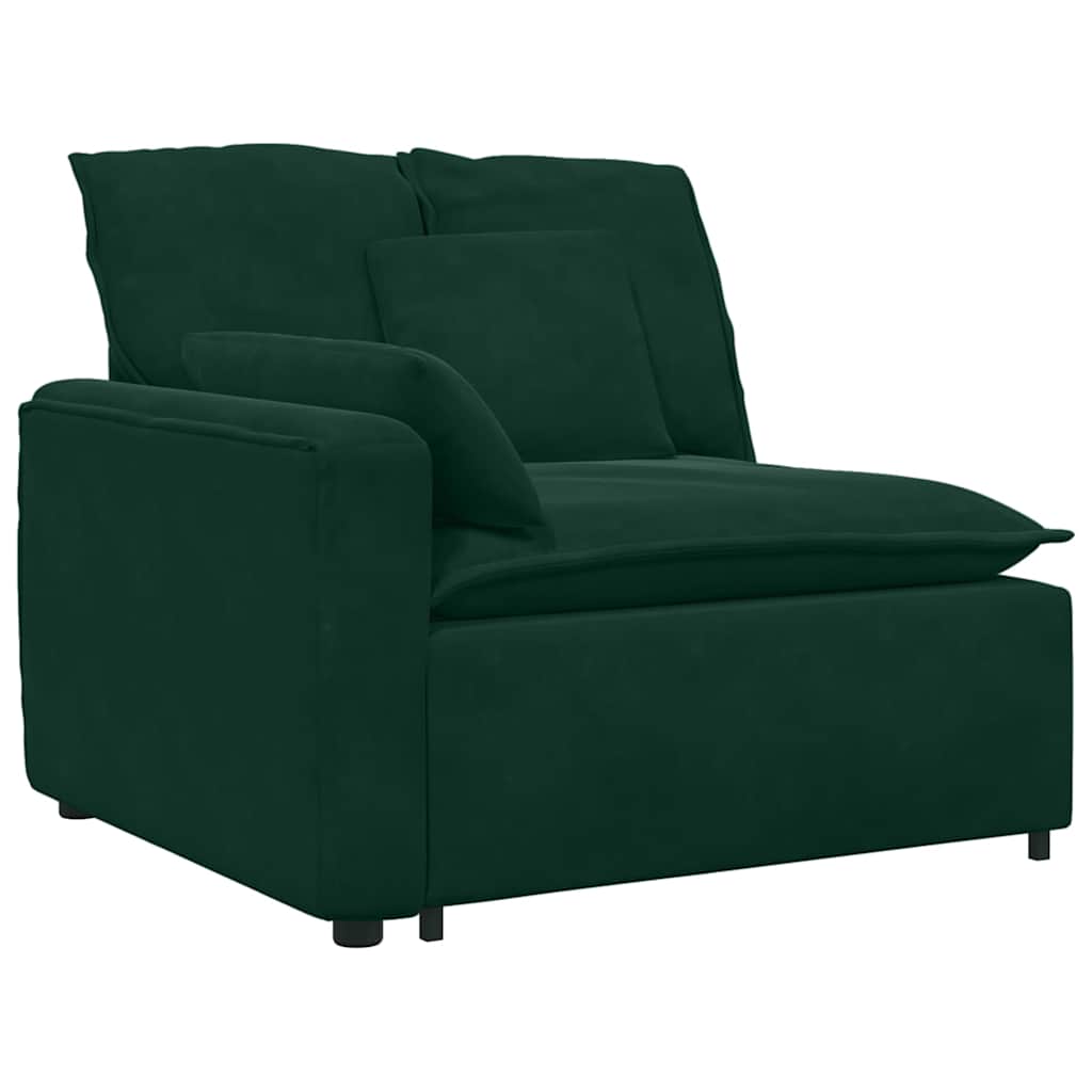 modulsofa med fodskammel og hynder mørkegrøn