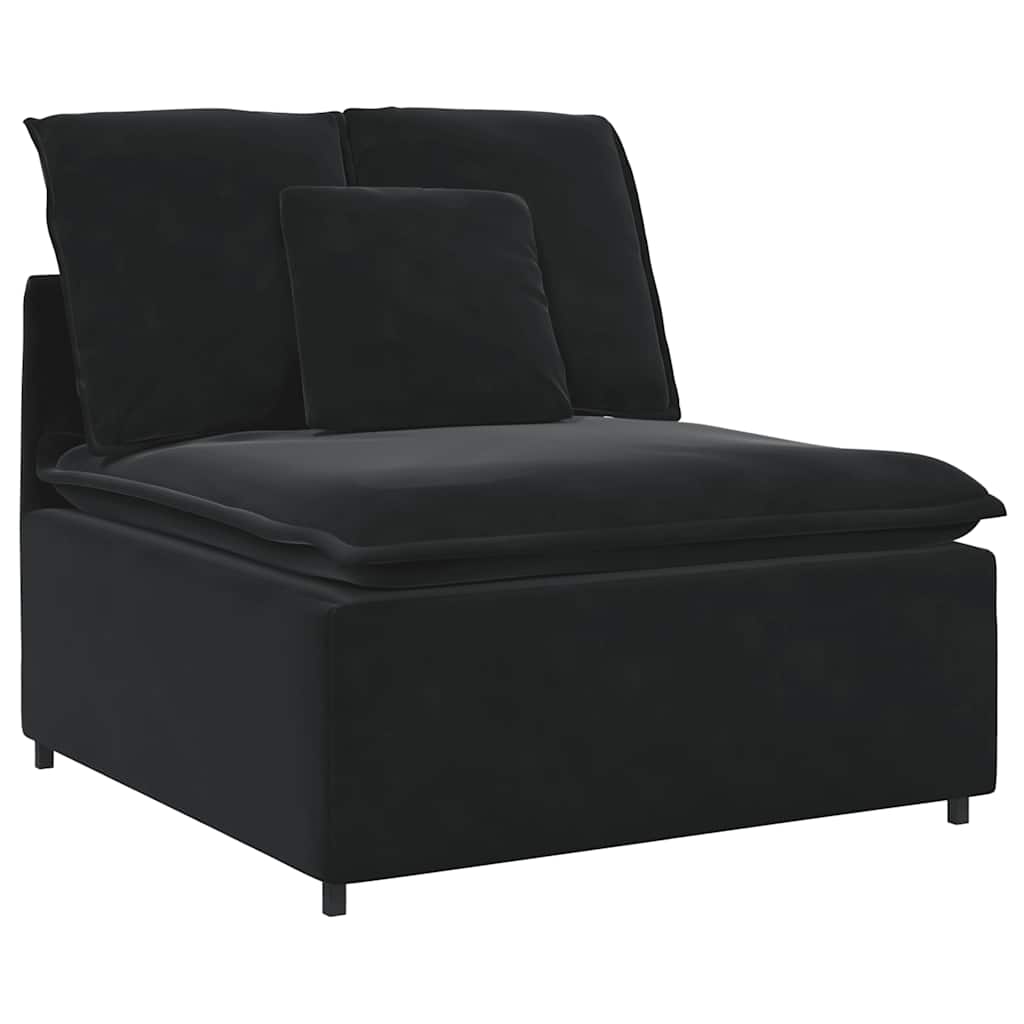 modulsofa med fodskammel og hynder sort
