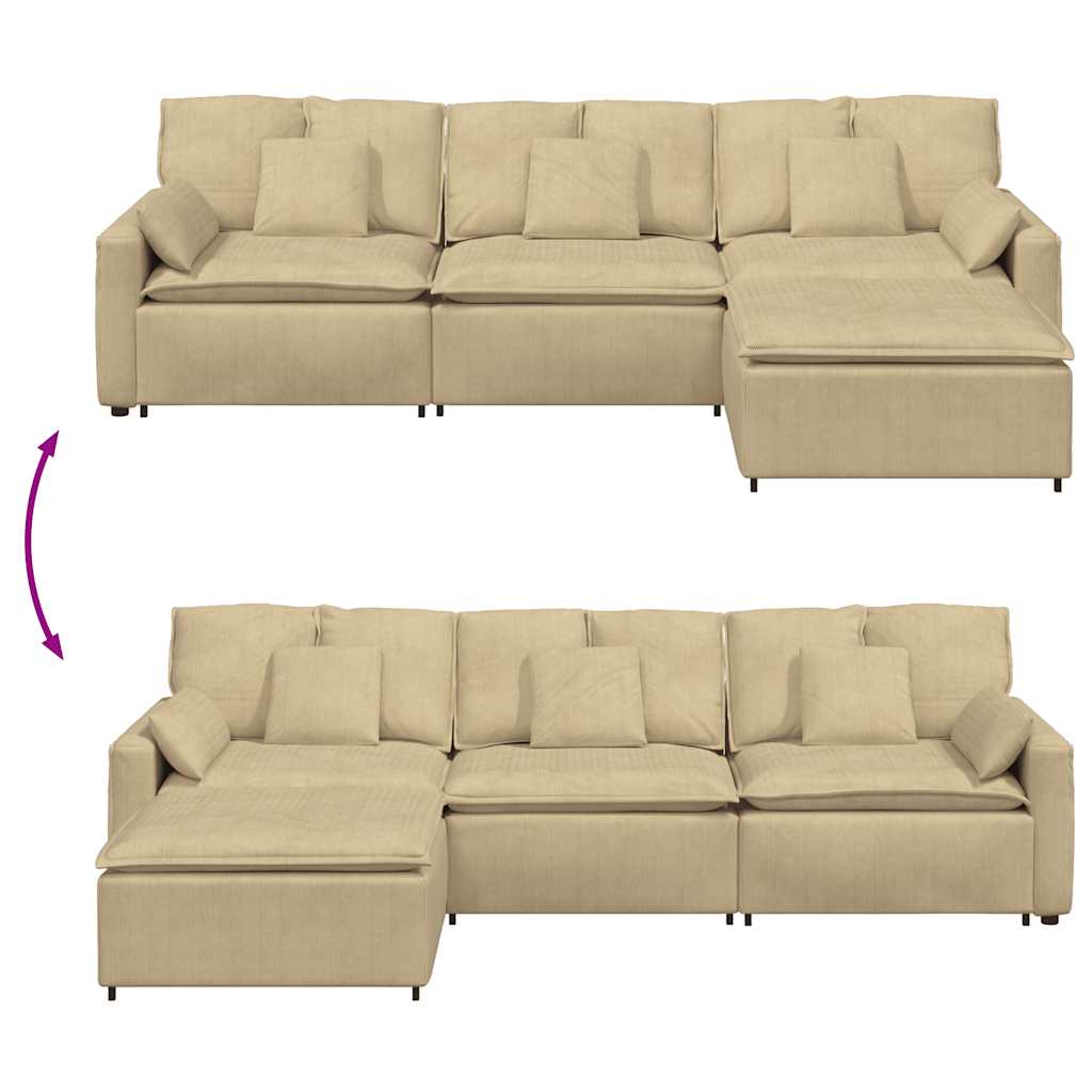 modulsofa med fodskammel og hynder grågrøn