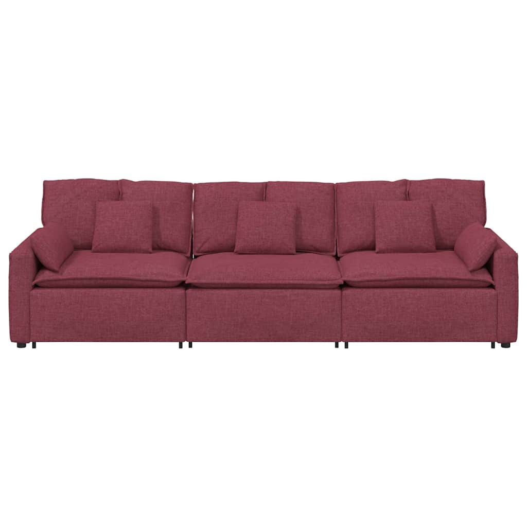 modulsofa med hynder vinrød