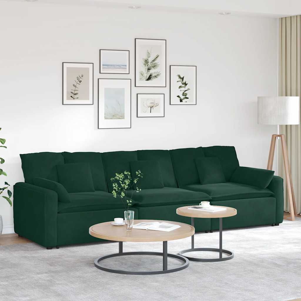 modulsofa med hynder mørkegrøn