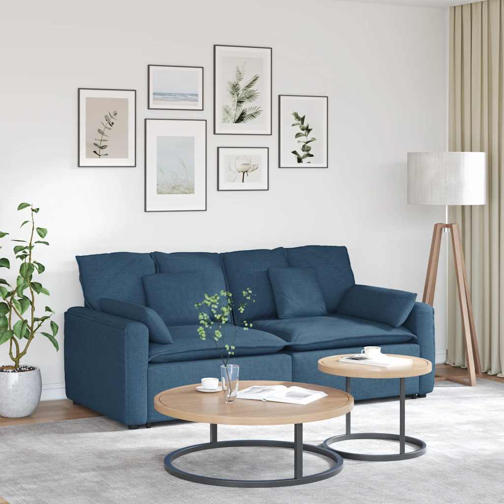 modulsofa med hynder blå