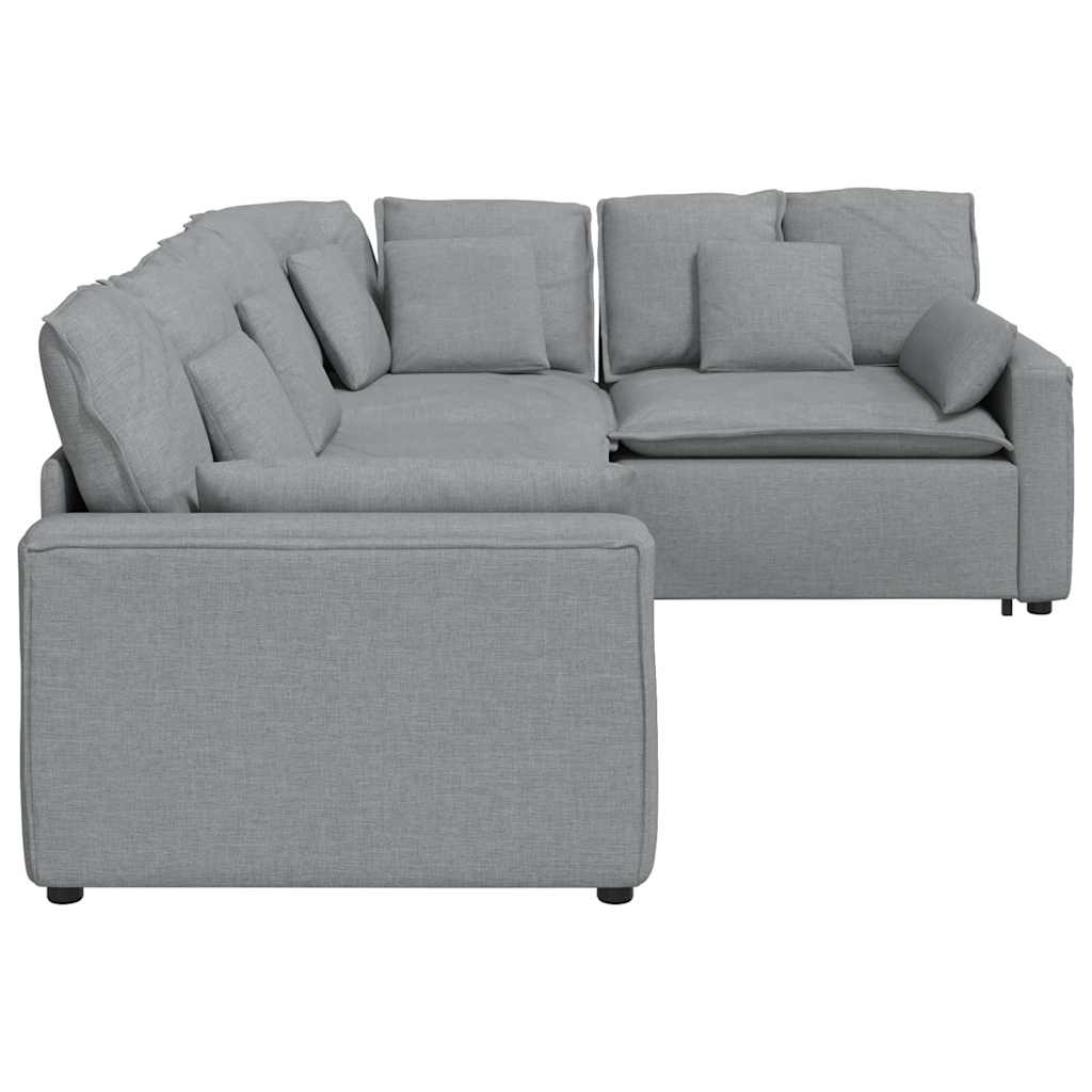 modulsofa med hynder stof lysegrå